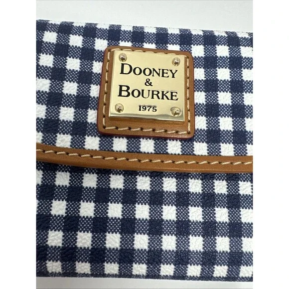 DOONEY & BOURKE Gretta Continental Clutch Slim Wallet Navy White Gingham Check - Picture 3 of 9